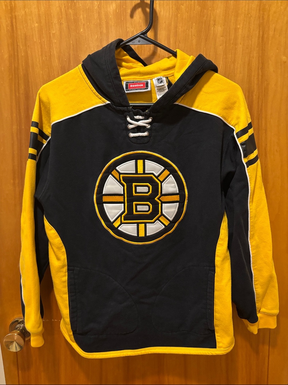 Reebok Black and Yellow Bruins Pullover Hoodie